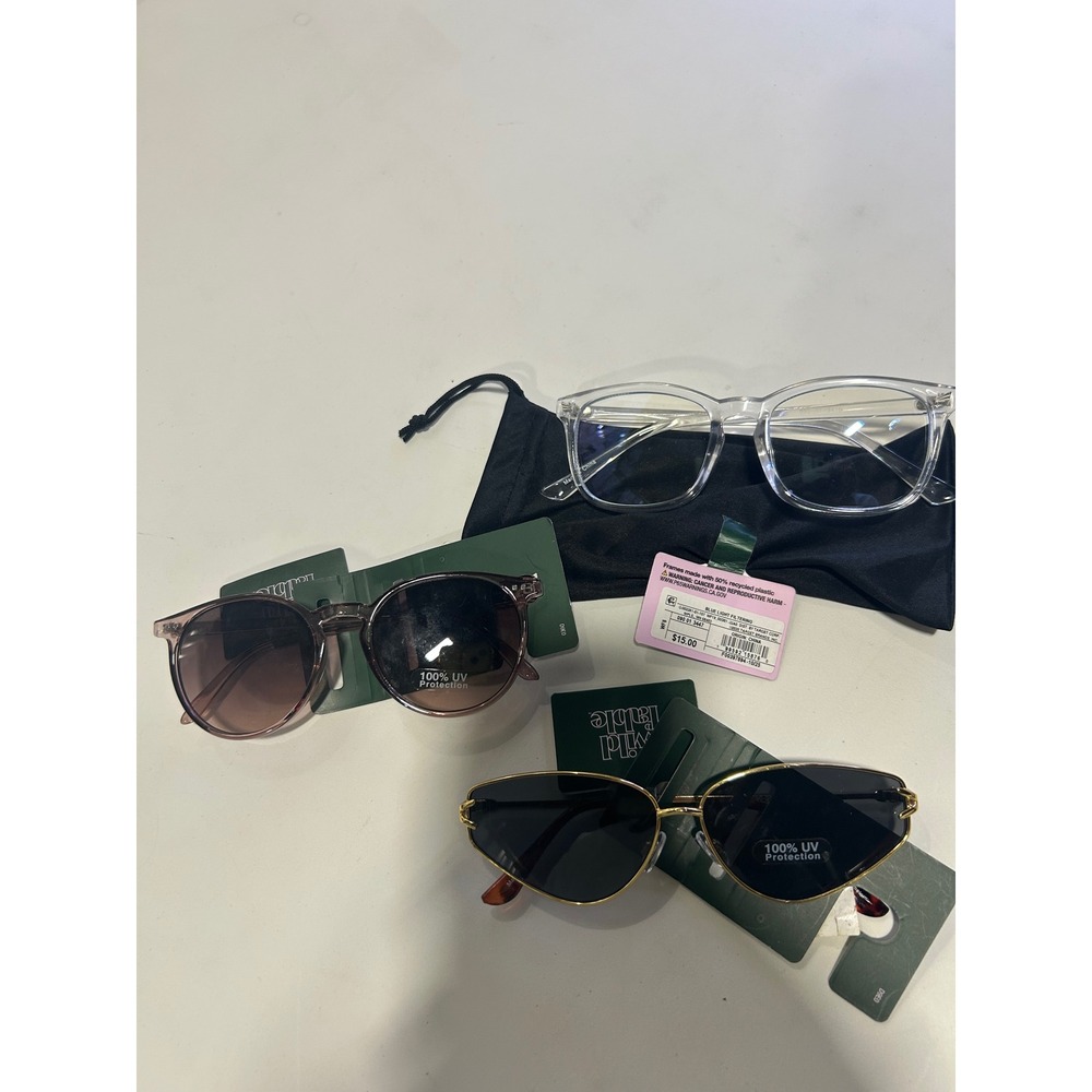 Wild Fable Sunglasses & Blue Light Glasses Bundle 3 Pairs Clear Gold Mauve NEW